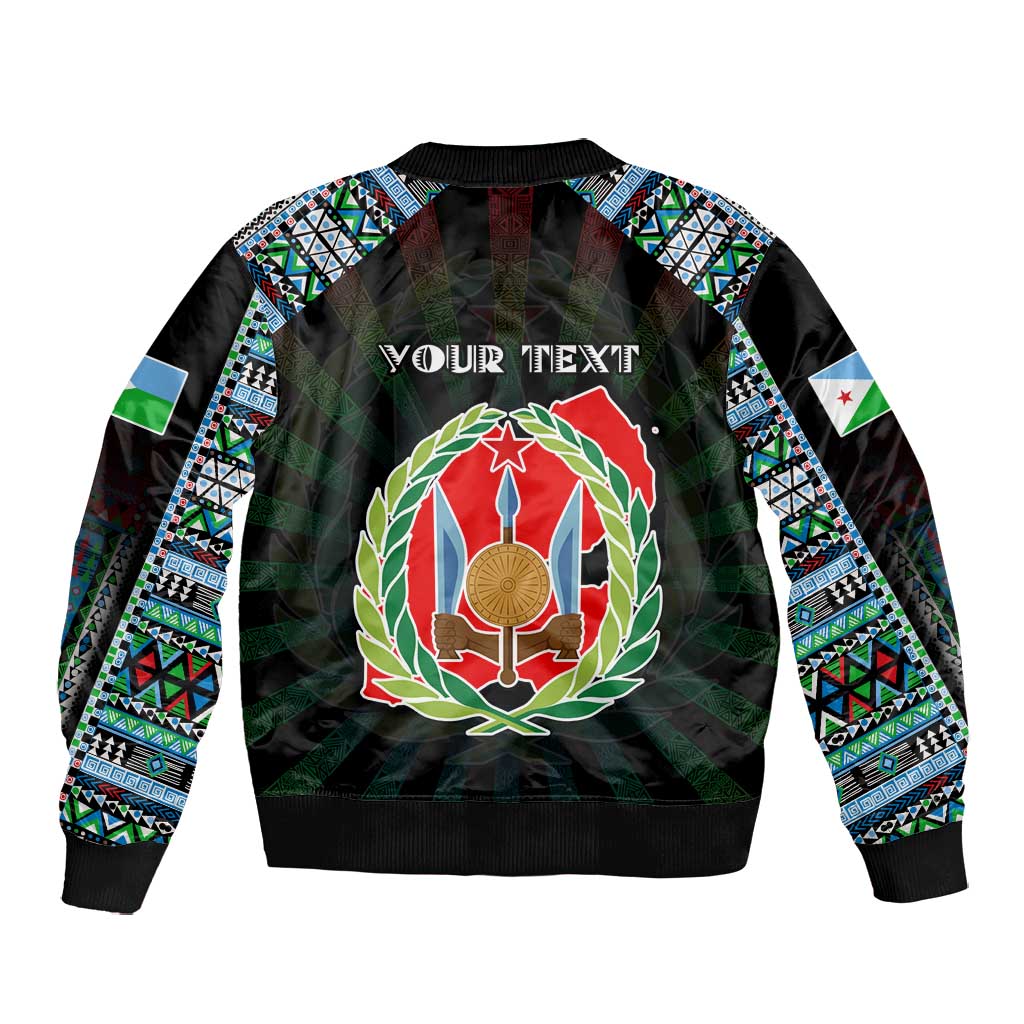 Personalized Djibouti Roots Bomber Jacket African Pride in Fingerprint and Tribal Colors