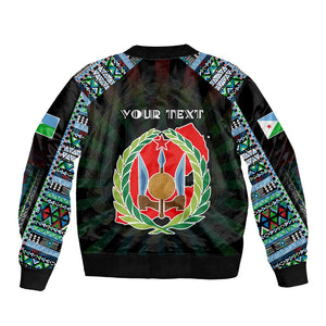 Personalized Djibouti Roots Bomber Jacket African Pride in Fingerprint and Tribal Colors