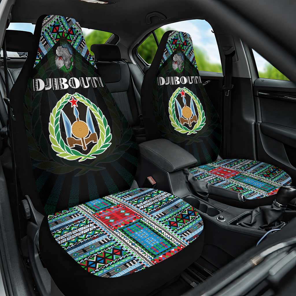 Djibouti Roots Car Seat Cover African Pride in Fingerprint and Tribal Colors