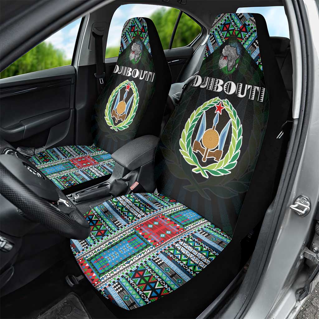 Djibouti Roots Car Seat Cover African Pride in Fingerprint and Tribal Colors