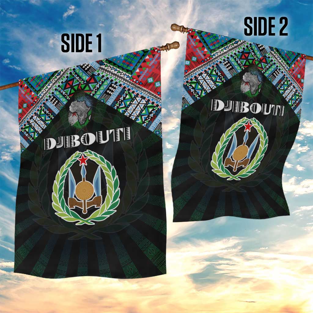 Djibouti Roots Garden Flag African Pride in Fingerprint and Tribal Colors