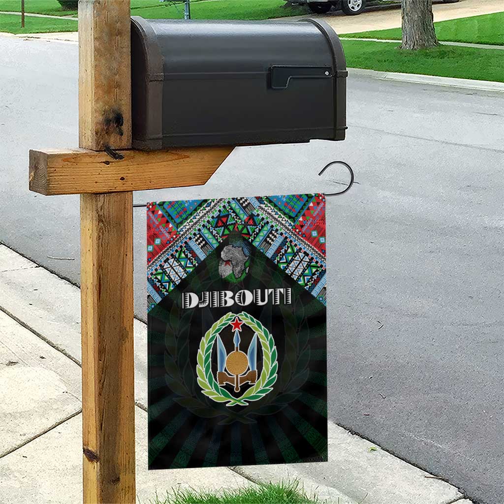 Djibouti Roots Garden Flag African Pride in Fingerprint and Tribal Colors
