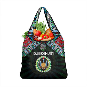 Djibouti Roots Grocery Bag African Pride in Fingerprint and Tribal Colors