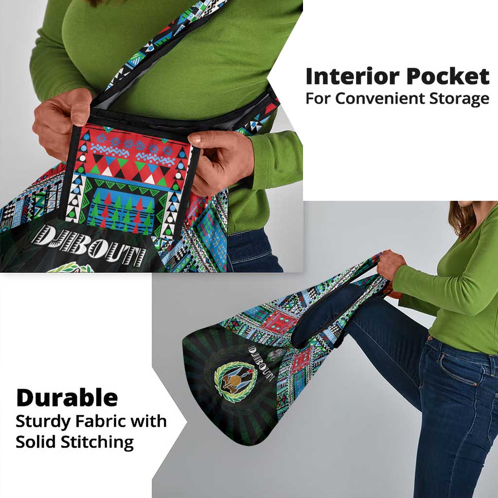 Djibouti Roots Grocery Bag African Pride in Fingerprint and Tribal Colors