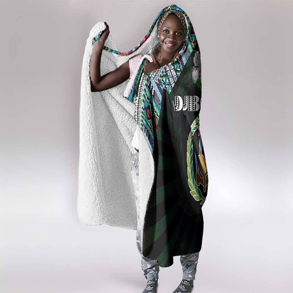 Djibouti Roots Hooded Blanket African Pride in Fingerprint and Tribal Colors