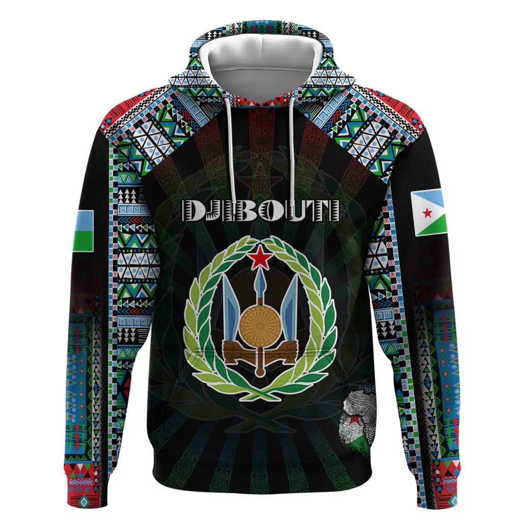Personalized Djibouti Roots Hoodie African Pride in Fingerprint and Tribal Colors