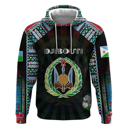 Personalized Djibouti Roots Hoodie African Pride in Fingerprint and Tribal Colors