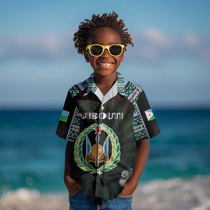 Personalized Djibouti Roots Kid Hawaiian Shirt African Pride in Fingerprint and Tribal Colors