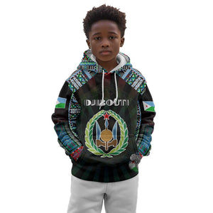 Personalized Djibouti Roots Kid Hoodie African Pride in Fingerprint and Tribal Colors