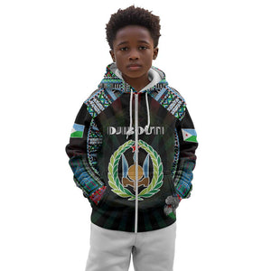 Personalized Djibouti Roots Kid Hoodie African Pride in Fingerprint and Tribal Colors
