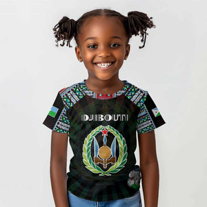Personalized Djibouti Roots Kid T shirt African Pride in Fingerprint and Tribal Colors