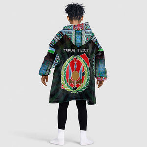 Personalized Djibouti Roots Kid Wearable Blanket Hoodie African Pride in Fingerprint and Tribal Colors