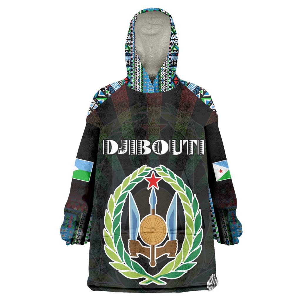 Personalized Djibouti Roots Kid Wearable Blanket Hoodie African Pride in Fingerprint and Tribal Colors