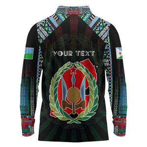 Personalized Djibouti Roots Long Sleeve Polo Shirt African Pride in Fingerprint and Tribal Colors