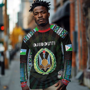 Personalized Djibouti Roots Long Sleeve Shirt African Pride in Fingerprint and Tribal Colors