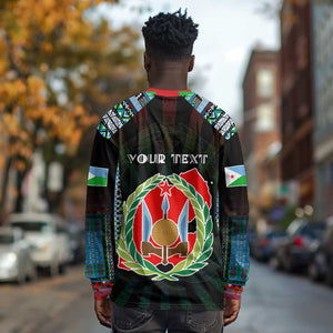Personalized Djibouti Roots Long Sleeve Shirt African Pride in Fingerprint and Tribal Colors