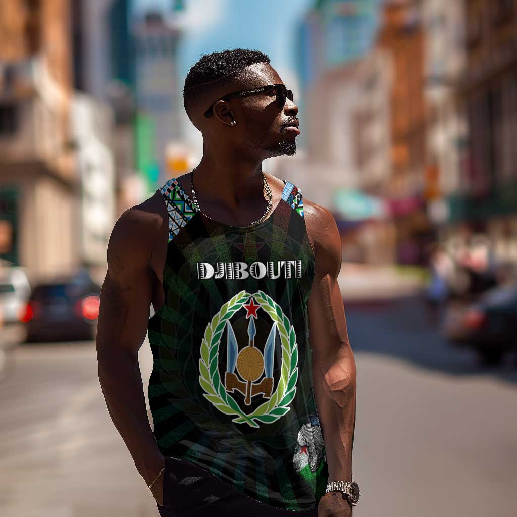 Personalized Djibouti Roots Men Tank Top African Pride in Fingerprint and Tribal Colors