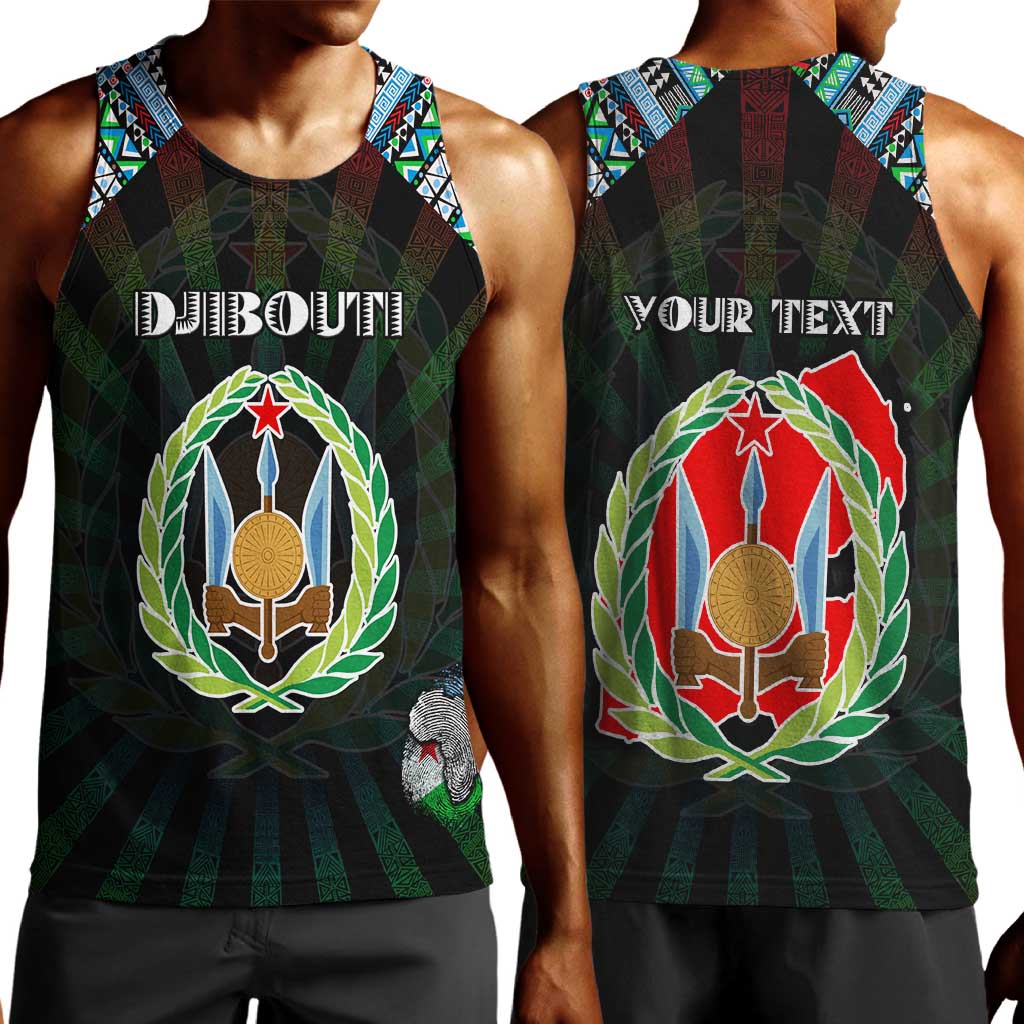 Personalized Djibouti Roots Men Tank Top African Pride in Fingerprint and Tribal Colors