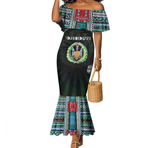 Personalized Djibouti Roots Mermaid Dress African Pride in Fingerprint and Tribal Colors