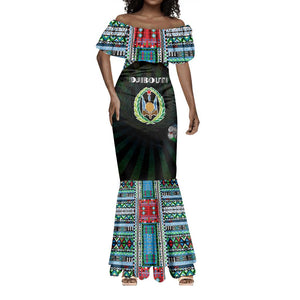 Personalized Djibouti Roots Mermaid Dress African Pride in Fingerprint and Tribal Colors