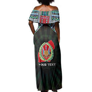 Personalized Djibouti Roots Off Shoulder Maxi Dress African Pride in Fingerprint and Tribal Colors