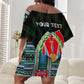 Personalized Djibouti Roots Off Shoulder Short Dress African Pride in Fingerprint and Tribal Colors