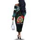 Personalized Djibouti Roots Off The Shoulder Long Sleeve Dress African Pride in Fingerprint and Tribal Colors
