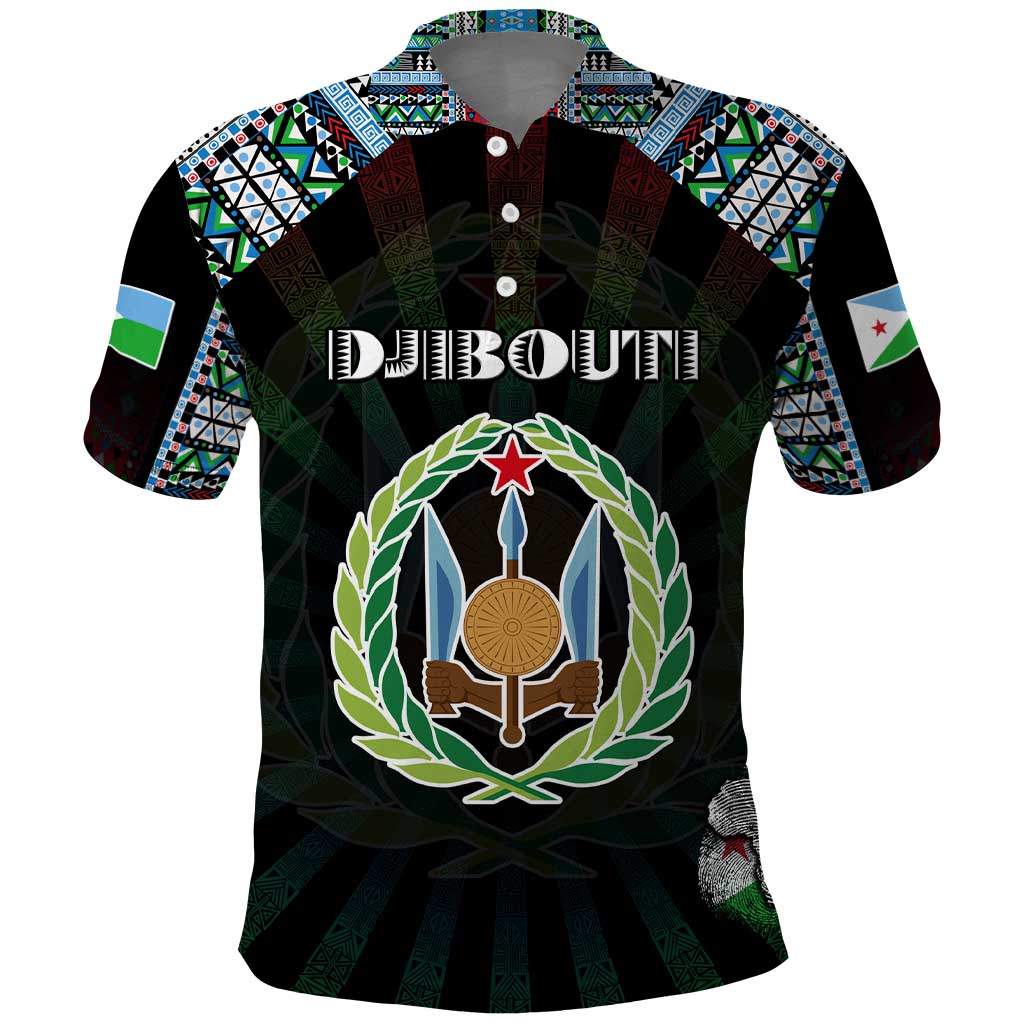 Personalized Djibouti Roots Polo Shirt African Pride in Fingerprint and Tribal Colors