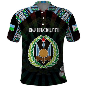 Personalized Djibouti Roots Polo Shirt African Pride in Fingerprint and Tribal Colors