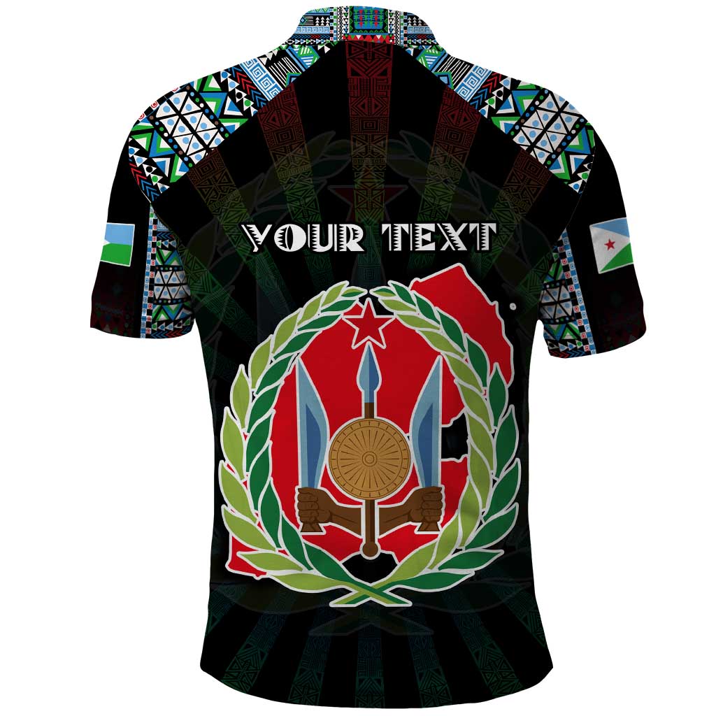 Personalized Djibouti Roots Polo Shirt African Pride in Fingerprint and Tribal Colors