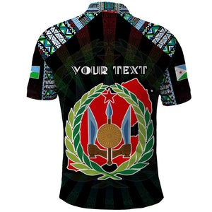 Personalized Djibouti Roots Polo Shirt African Pride in Fingerprint and Tribal Colors