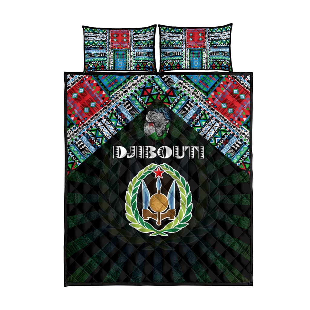 Djibouti Roots Quilt Bed Set African Pride in Fingerprint and Tribal Colors