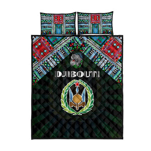 Djibouti Roots Quilt Bed Set African Pride in Fingerprint and Tribal Colors