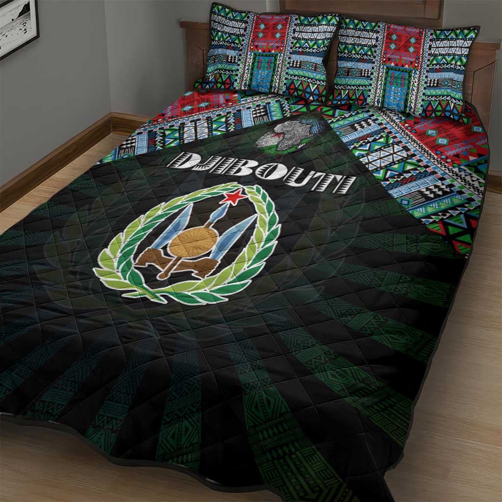 Djibouti Roots Quilt Bed Set African Pride in Fingerprint and Tribal Colors