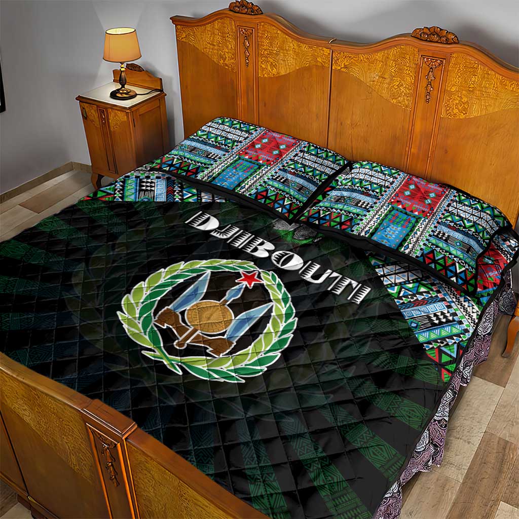 Djibouti Roots Quilt Bed Set African Pride in Fingerprint and Tribal Colors