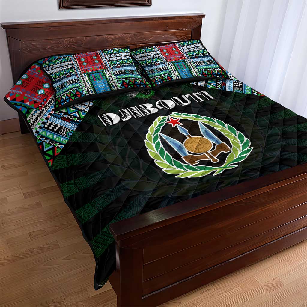 Djibouti Roots Quilt Bed Set African Pride in Fingerprint and Tribal Colors