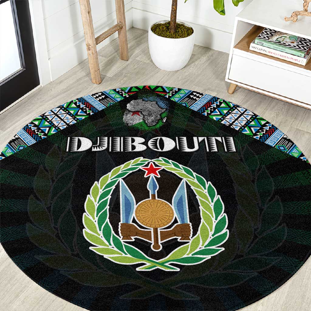 Djibouti Roots Round Carpet African Pride in Fingerprint and Tribal Colors
