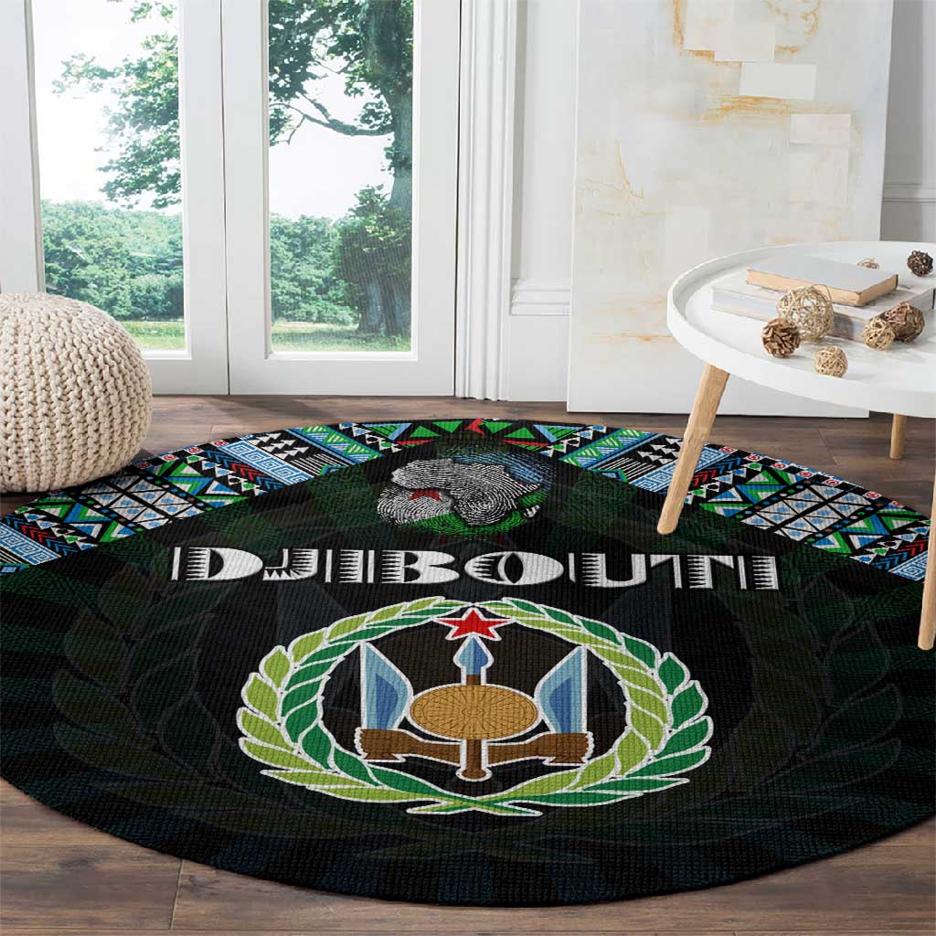 Djibouti Roots Round Carpet African Pride in Fingerprint and Tribal Colors