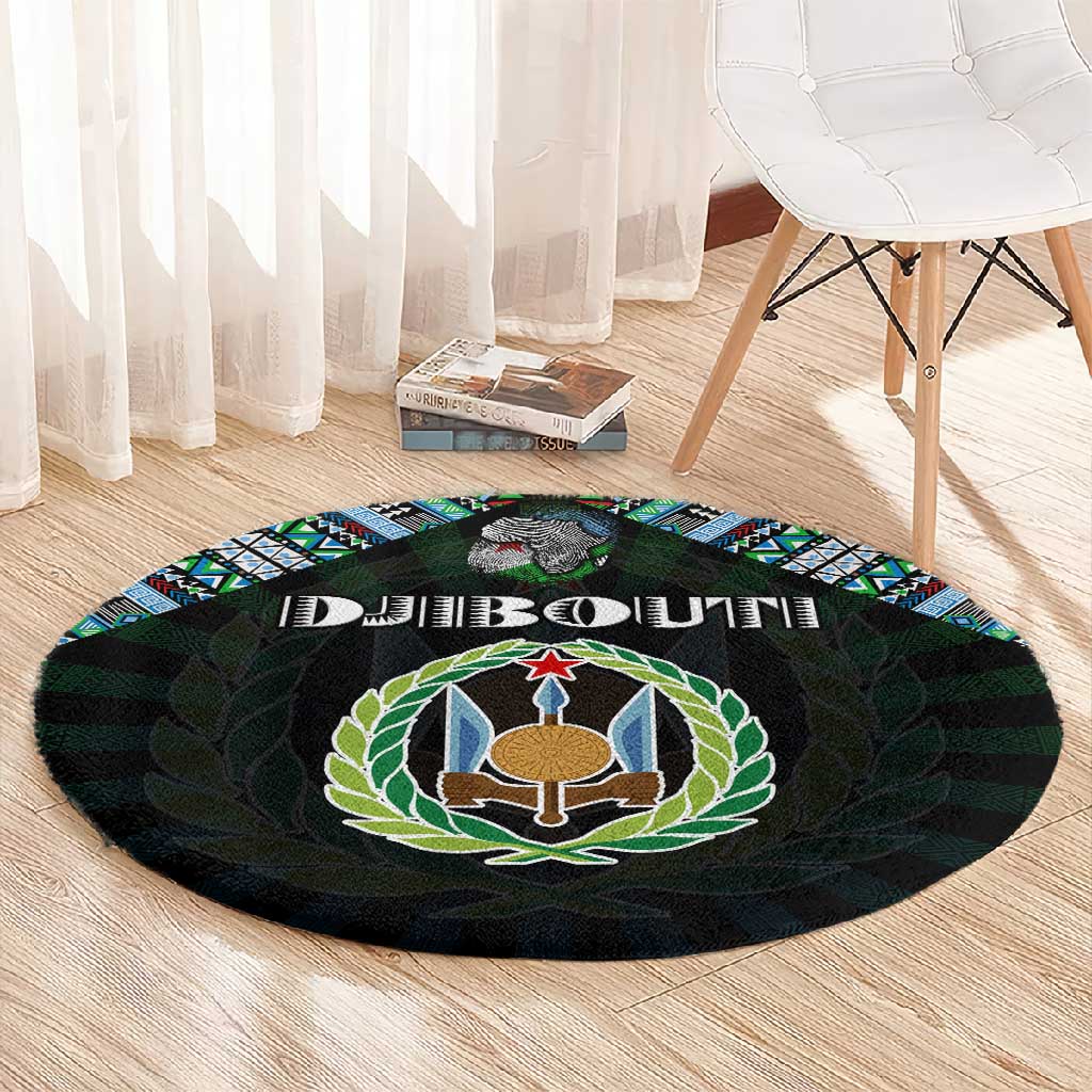 Djibouti Roots Round Carpet African Pride in Fingerprint and Tribal Colors
