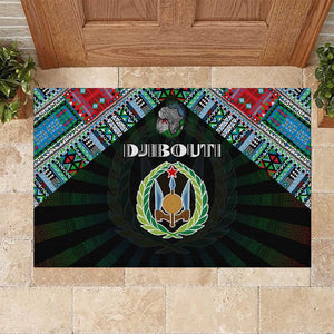 Djibouti Roots Rubber Doormat African Pride in Fingerprint and Tribal Colors