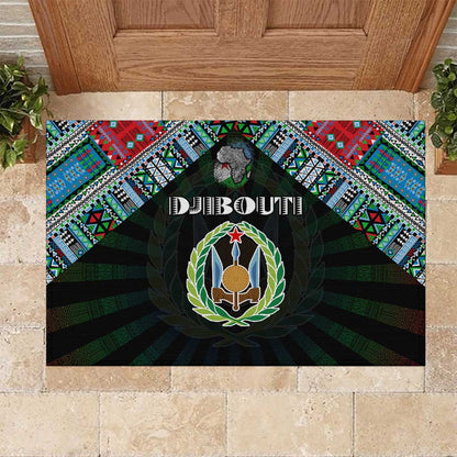 Djibouti Roots Rubber Doormat African Pride in Fingerprint and Tribal Colors