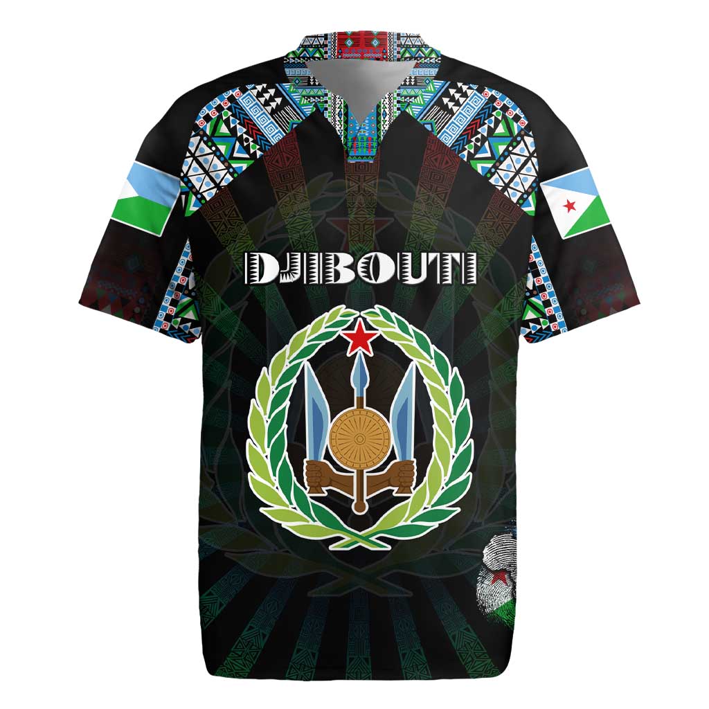 Personalized Djibouti Roots Rugby Jersey African Pride in Fingerprint and Tribal Colors