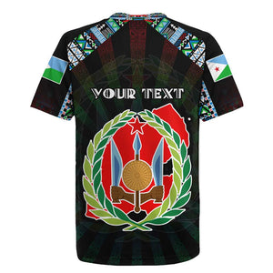 Personalized Djibouti Roots Rugby Jersey African Pride in Fingerprint and Tribal Colors