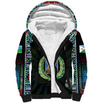 Personalized Djibouti Roots Sherpa Hoodie African Pride in Fingerprint and Tribal Colors