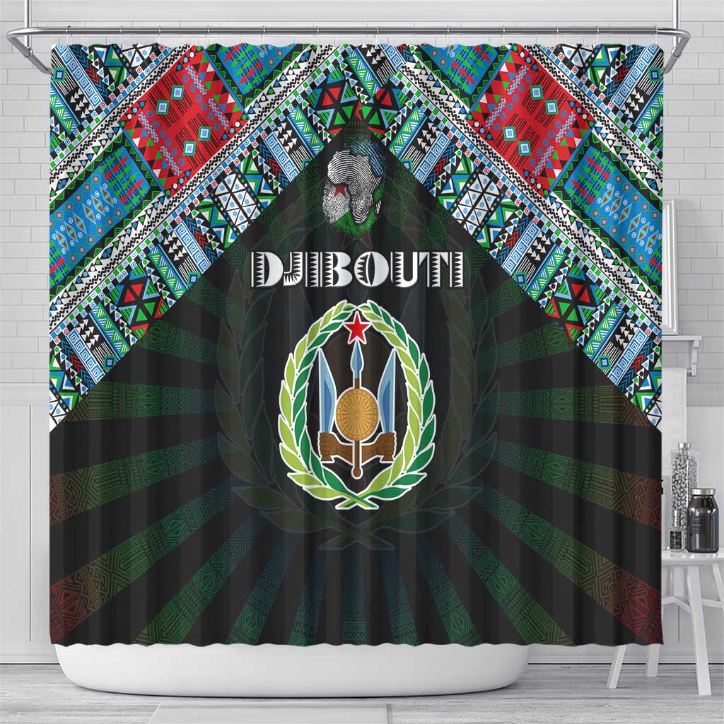 Djibouti Roots Shower Curtain African Pride in Fingerprint and Tribal Colors