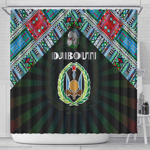 Djibouti Roots Shower Curtain African Pride in Fingerprint and Tribal Colors