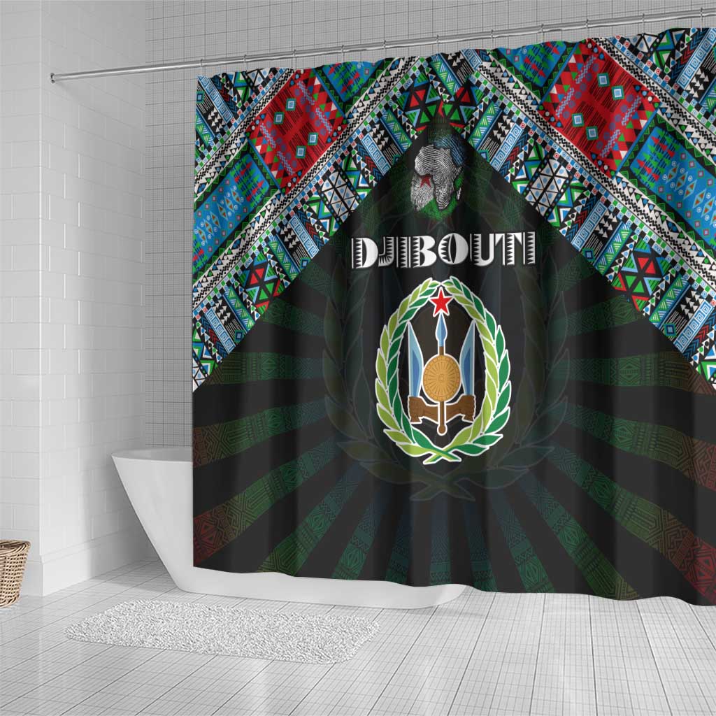 Djibouti Roots Shower Curtain African Pride in Fingerprint and Tribal Colors