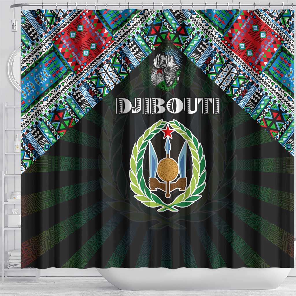 Djibouti Roots Shower Curtain African Pride in Fingerprint and Tribal Colors
