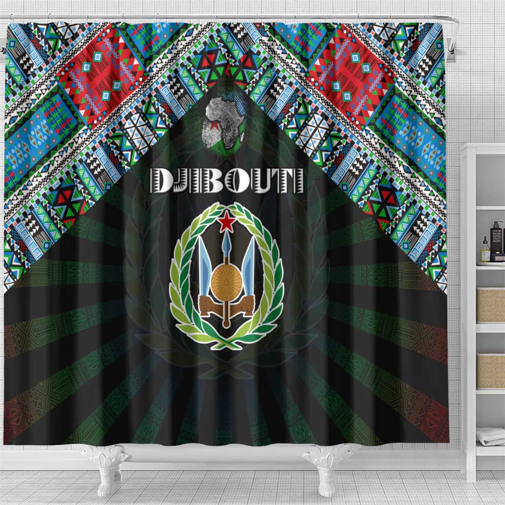 Djibouti Roots Shower Curtain African Pride in Fingerprint and Tribal Colors