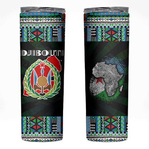 Djibouti Roots Skinny Tumbler African Pride in Fingerprint and Tribal Colors
